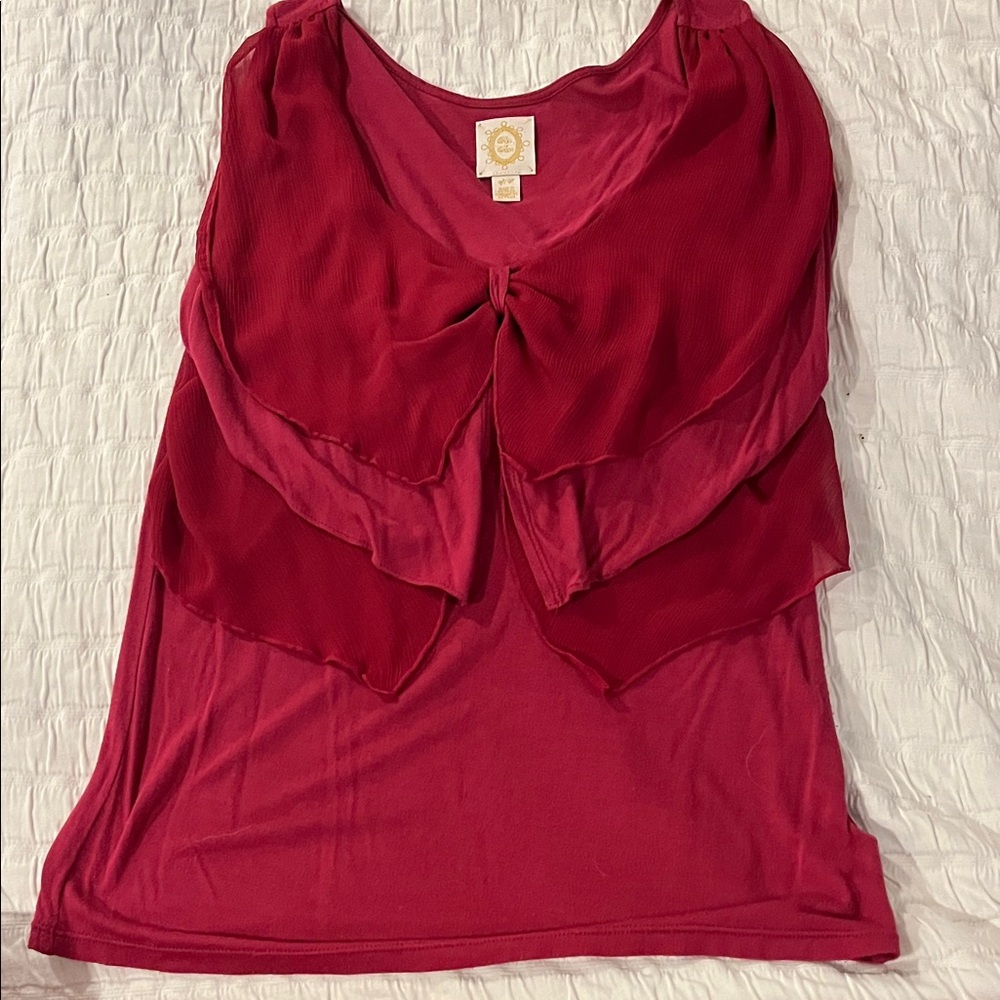 Anthropologie Deep Red Layered Blouse